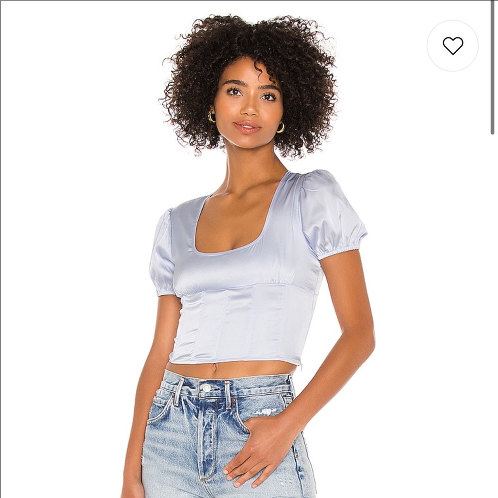 Revolve Blue Satin Top
